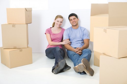 Removal team planning a move in a Notting Hill residential street