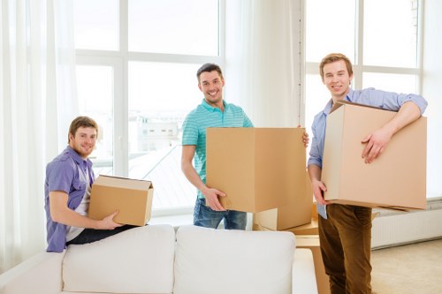 Professional movers completing a safe and insured van loading process