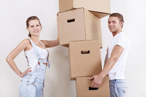 Boxes and furniture being loaded for a Man And A Van Notting Hill job